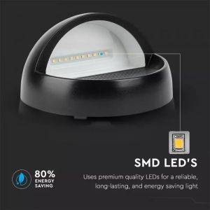 3W LED Step Light Black Body Round 3000k