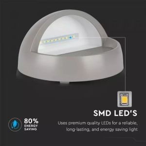 3W LED Step Light Grey Body Round 3000k