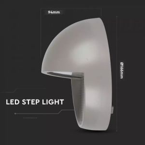 3W LED Step Light Grey Body Round 3000k