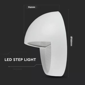 3W LED Step Light White Body Round 3000k