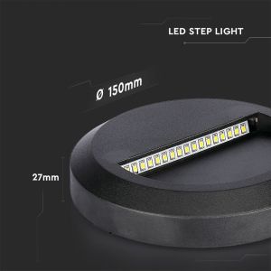 2W LED Step Light Black Body Round 4000K