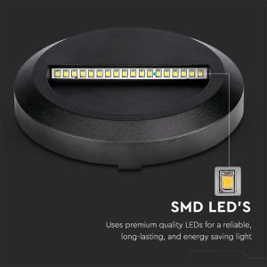 2W LED Step Light Black Body Round 4000K