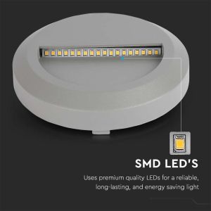 2W LED Step Light Grey Body Round 3000K