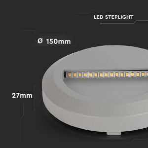 2W LED Step Light Grey Body Round 3000K