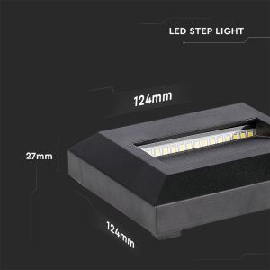 2W LED Step Light Black Body Square 4000K