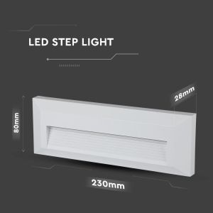 3W LED Step Light White Body Round Рectangular 4000K