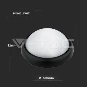 8W Dome Light Round Black Body 3000K IP66