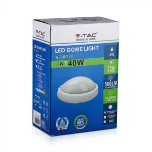 8W Dome Light Oval White Body 3000K IP66