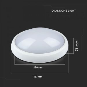 8W Dome Light Oval White Body 3000K IP66