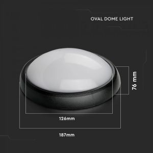 8W Dome Light Oval Black Body 4000K IP66