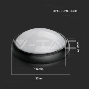 8W Dome Light Oval Black Body 6400K IP66