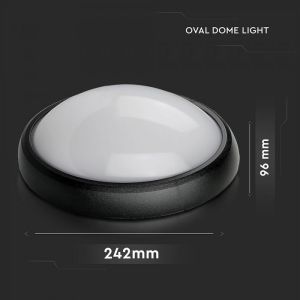 12W LED Full Oval Ceiling Lamp Black Body IP54 6000K