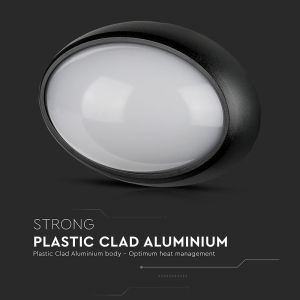 12W LED Full Oval Ceiling Lamp Black Body IP54 6000K