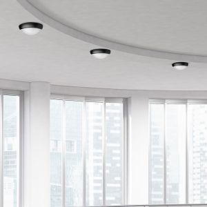 12W LED Full Oval Ceiling Lamp Black Body IP54 6000K