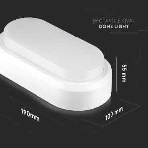 8W Rectangle Oval Dome Light White Body 3000K IP54