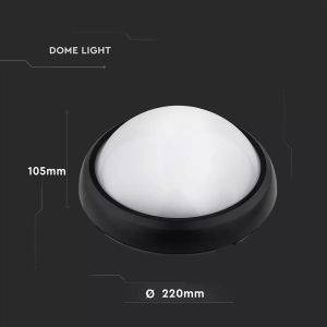 12W Dome Light Fitting Black Body Round 3000K IP65