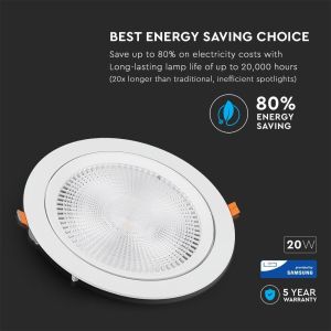 LED Downlight - SAMSUNG CHIP 20W Movable 6400K