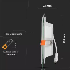 6W LED Panel Downlight Glass - Square 6400K