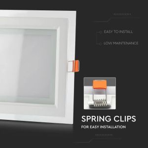 12W LED Panel Downlight Glass - Square 6400K