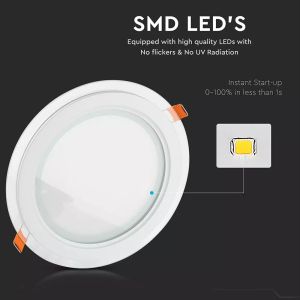 12W LED Panel Downlight Glass - Round 6400K