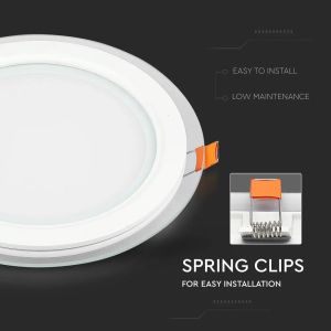 12W LED Panel Downlight Glass - Round 6400K