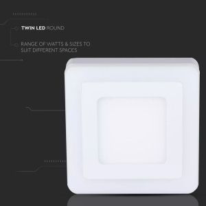 6W+2W LED Surface Panel Downlight - Square 3000K EMC+CR80