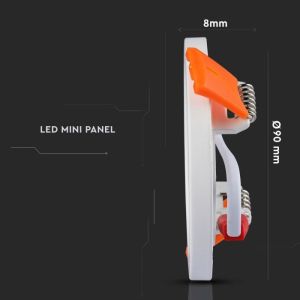 8W LED Frameless Panel Light Round 3000K