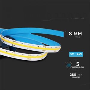 LED COB Strip Light IP20 24V 3000K 280 Leds 10W/m