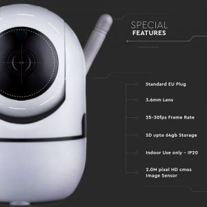 1080P IP Indoor Camera With EU Power Plug & Auto Track Function