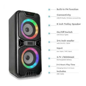 10W Rechargeable Speaker With USB & TF Card RGB 2*4inch