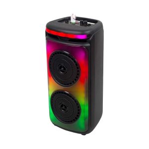 400W Rechargeable Speaker With 1 Wired Microphone RF Control and Handle 2x6.5 inch