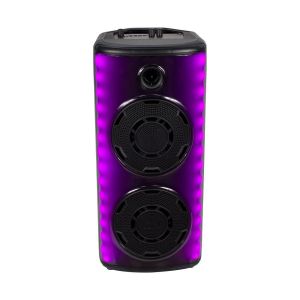 600W Rechargeable Speaker With 1 Wired Microphone RF Control and Handle 2x8 inch