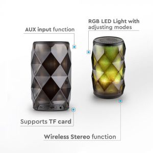 Led Light Portable Bluetooth Speaker With AUX & TF Slot TWS 1200mah Battery