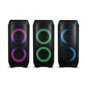 35W Rechargeable Trolley Speaker With One Wired Microphone RF Control RGB 2*6.5 inch