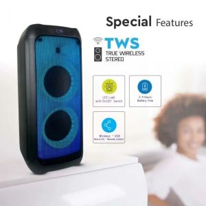 40W Rechargeable Speaker With One Wired Microphone RF Control & Handle 2*8 inch