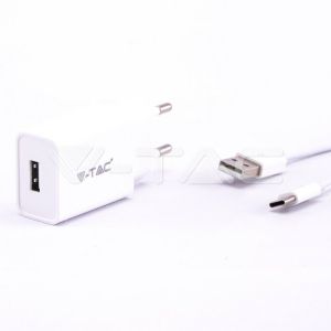 Charging Set With Travel Adapter Type C USB Cable White