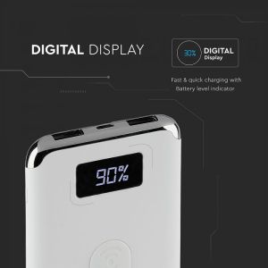 10K Mah Power Bank With Display And Wireless Charging White