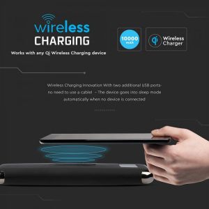 10K Mah Power Bank With Display And Wireless Charging Black