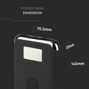 10K Mah Power Bank With Display And Wireless Charging Black