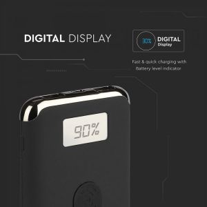 10K Mah Power Bank With Display And Wireless Charging Black