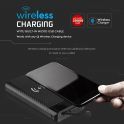 20K Mah Power Bank With Wireless Charger & Built In Micro USB Cable Black