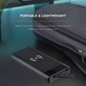 20K Mah Power Bank With Wireless Charger & Built In Micro USB Cable Black