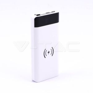 20K Mah Power Bank With Wireless Charger & Built In Micro USB Cable White