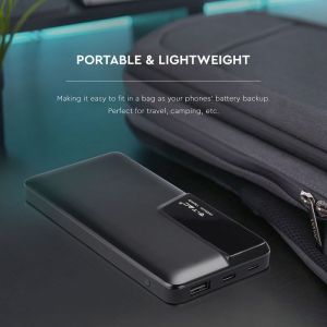 10K Mah Power Bank With Digital Display & USB Type C Black