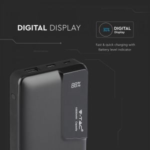 10K Mah Power Bank With Digital Display & USB Type C Black