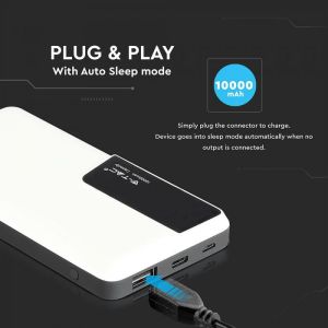 10K Mah Power Bank With Digital Display & USB Type C White