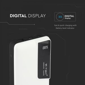 10K Mah Power Bank With Digital Display & USB Type C White