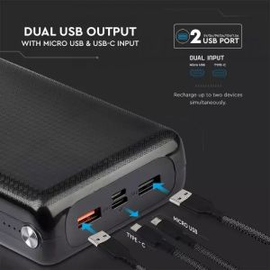 30K Mah Jumbo Powe Bank Dual USB Black