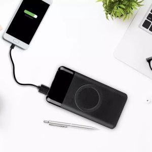 10K Mah Wireless Power Bank With Dual USB+TypeC+Led Screen Black