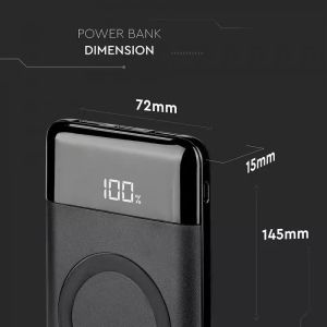 10K Mah Wireless Power Bank With Dual USB+TypeC+Led Screen Black